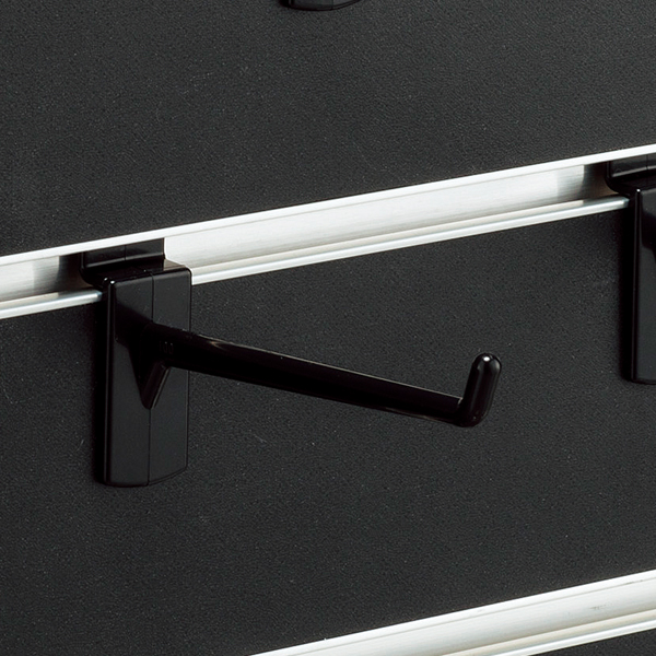 【在庫限り】スロットウォール用樹脂製フックハンガー黒L100　店舗用品　販促用品　陳列什器
