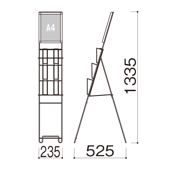 パネル付スリムパンフレットスタンド　A4 3ッ折 2列3段　PR-120 2枚目