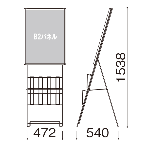 パネル付スリムパンフレットスタンド  A4 3ッ折 4列2段　PR-220 2枚目