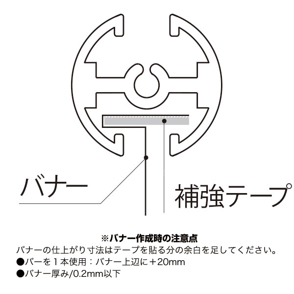 タペストリーバー(φ15) F15-B2 シルバー　店舗用品　販促POP　天吊り用品・タペストリーバー　POPハンガー・タペストリーバー 4枚目