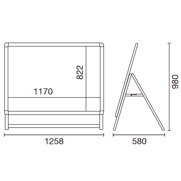 グリップA®　A0ヨコ　ロータイプ　片面　ブラック（フレーム幅44mm） A型看板　スタンド看板 3枚目