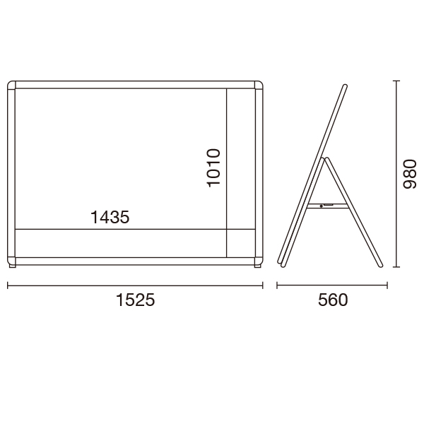 グリップA®　B0ヨコ　ロータイプ　片面　ブラック（フレーム幅44mm） A型看板　スタンド看板 3枚目