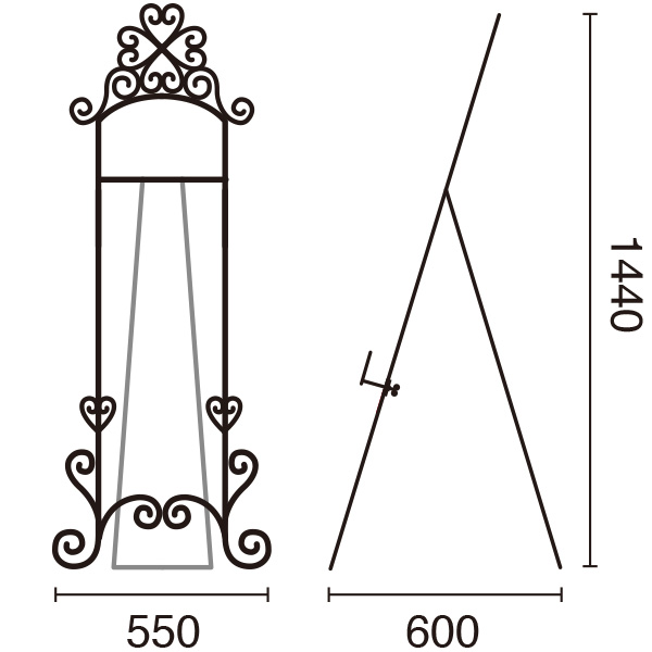 アイアンデコイーゼル  L ブラック　スタンド看板　イーゼルスタンド　アルミイーゼル 3枚目