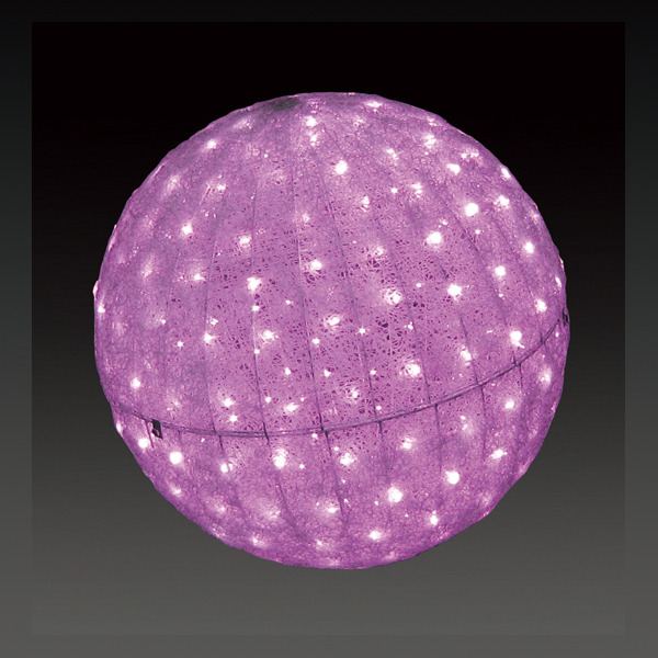 LEDクリスタルグローボール ピンク 中