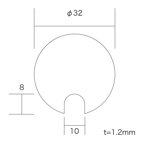 ブースバー サークルタイプφ32 エンド用 BC32-EN L300 クローム 3枚目