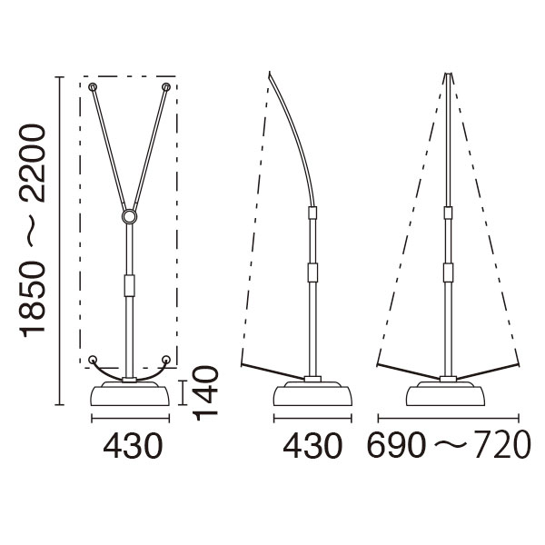 バナースタンド Y-BAND-LIGHT  (QSB-LIGHT)タイプ　店舗用品　販促用品　展示会　セミナー会場　バックボード　インタビューボード 3枚目