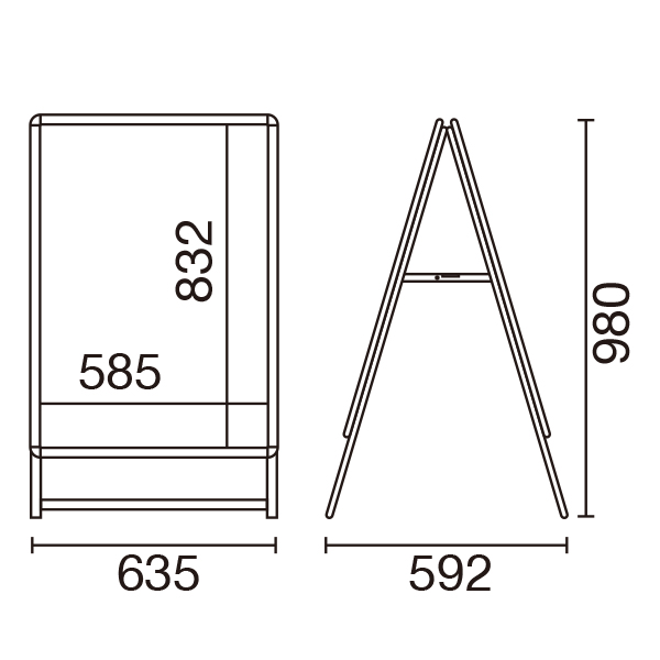 スリムグリップA® A1両面 ロータイプ シルバー 屋内 A型看板　スタンド看板　a型看板 5枚目