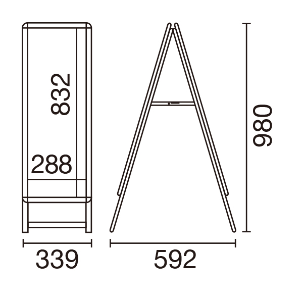 スリムグリップA® A1ハーフ両面 ロータイプ シルバー 屋内 A型看板　スタンド看板　a型看板 5枚目