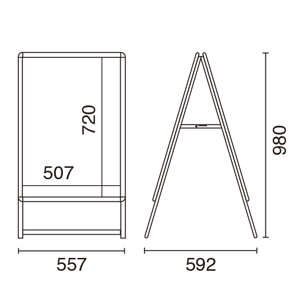 スリムグリップA B2両面 ロータイプ シルバー 屋内 A型看板　スタンド看板　a型看板　店舗用品　b2サイズ 2枚目