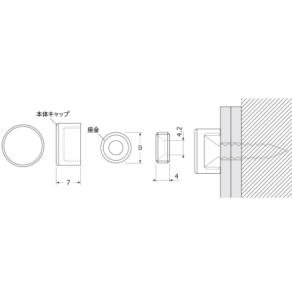 パネルフィクス平丸 φ20 ステンレス(SUS303)　店舗用品　スカルプス 3枚目