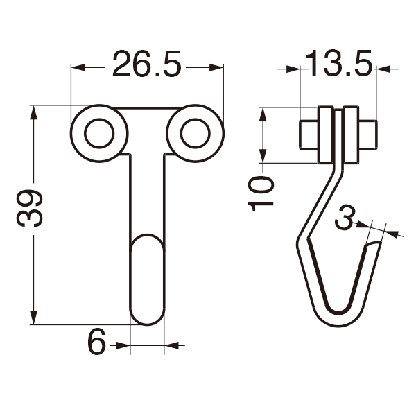 可動フックA B1002 塗装/ホワイト　店舗用品　展示用品 2枚目