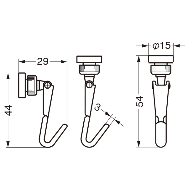 固定フックAB（両用） B1012 塗装/ホワイト　店舗用品　展示用品 2枚目