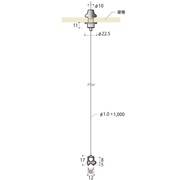 ワイヤーディスプレイEFタイプφ1.0×1000mm　店舗用品　展示用品 2枚目