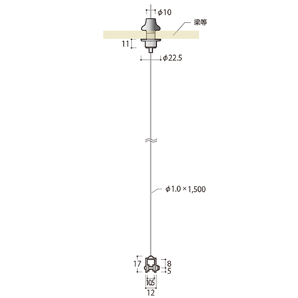 ワイヤーディスプレイEFタイプφ1.0×1500mm　店舗用品　展示用品 2枚目