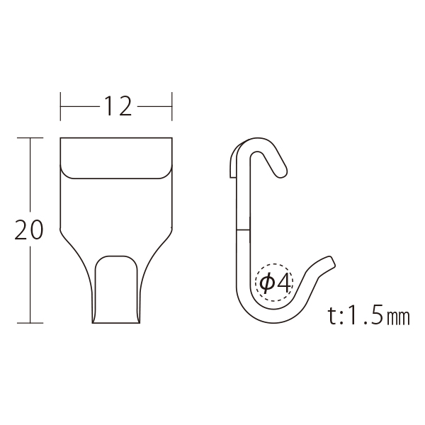 レールフック PR-KSF(4ヶ入)　後付けタイプ　店舗用品　展示用品　ピクチャーレールシステム　ステンレス 2枚目