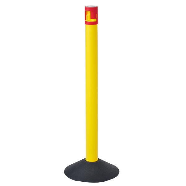 カラープラポールセット キャップロック付き（赤）+ポール（黄）+ゴムベース（黒）　店舗用品　安全用品・標識　駐車場　仕切り