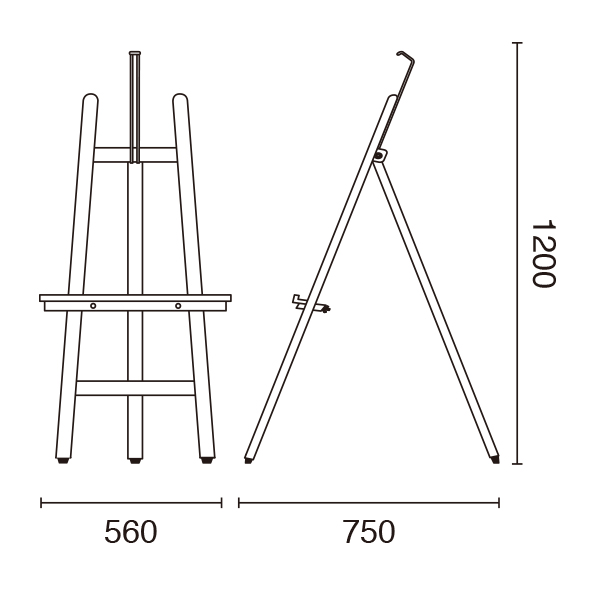 木製イーゼル(茶) HEBC-12 2枚目