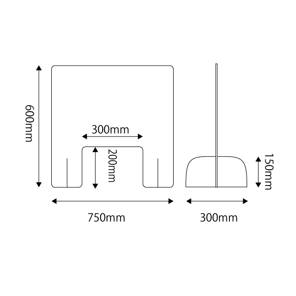 クリアパーテーション 窓付き W750　店舗用品　レジ周り備品　飛沫感染防止　レジ・窓口対策用品　フロアタイプ 2枚目