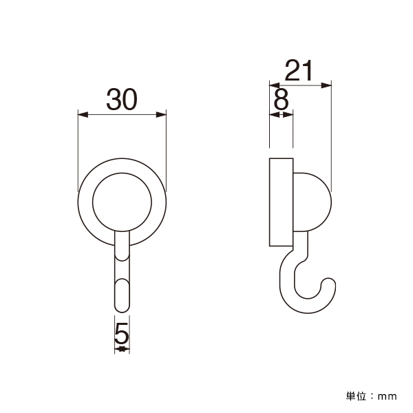 マグネットフックJタイプ ブラック 3枚目