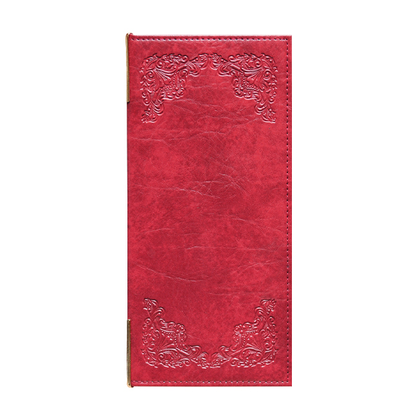 未使用 A4縦 メニューブック和柄 赤/別売の中面ビニールポケットの