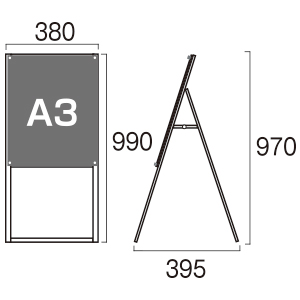 A3スタンドPSSK-A3THKB縦ハイ片面黒 2枚目