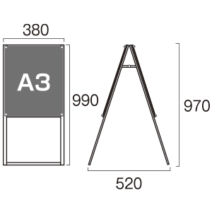 A3スタンドPSSK-A3THRB縦ハイ両面黒 2枚目