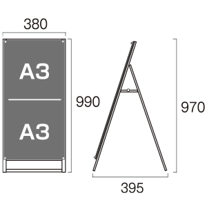 A3スタンドPSSK-A3TTKB縦縦片面黒 2枚目
