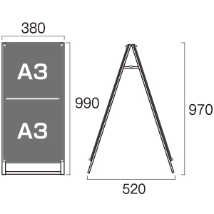 A3スタンドPSSK-A3TTRB縦縦両面黒 2枚目
