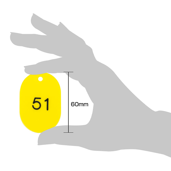 スチロールクロークチケットA型 (51～100) イエロー　店舗用品　レジ回り用品　番号札 4枚目