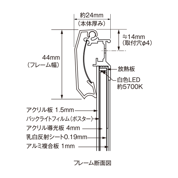 PGライトLEDスリム44S角型B0 ブラック 8枚目