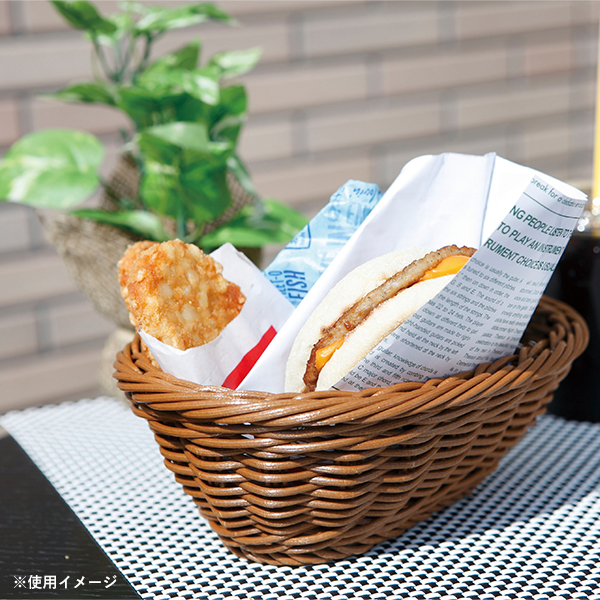 小判型バスケット L ブラック　店舗用品　演出・ディスプレイ什器　PPラタン 2枚目