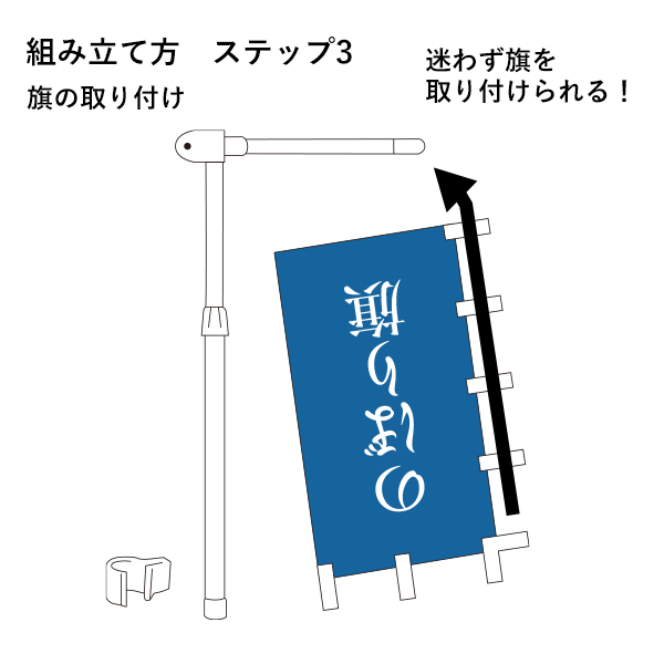 ラクマルポール 2.4m伸縮タイプ ホワイト 白　店舗用品　展示・イベント用品　のぼりポール　直売所 7枚目