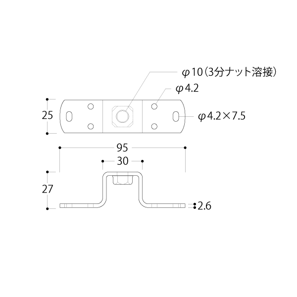 ハット型座金吊りパイプセット16-L1500黒 2枚目