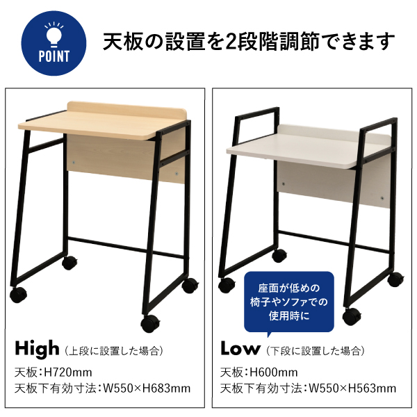 リル 2wayキャスターデスク ホワイトウッド 2枚目
