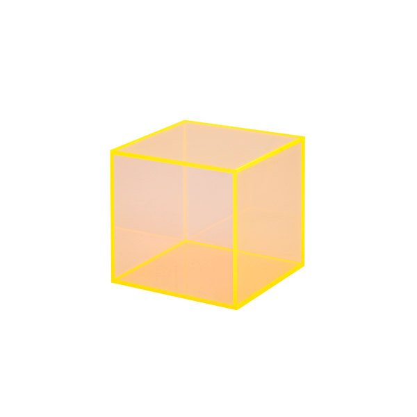 アクリル BOX 5面体 100角 蛍光オレンジ