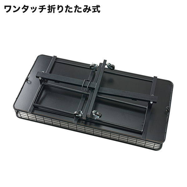 折りたたみワゴン ブラック W1200 店舗用品 陳列什器 販売ワゴン セールワゴン スチール製 工具不要 店頭陳列 2枚目