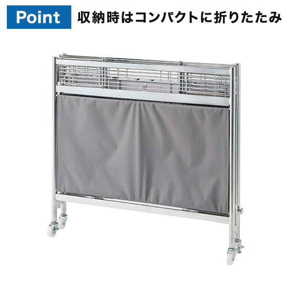 中折れ式ワゴン グレー W900 店舗用品 陳列什器 販売ワゴン セールワゴン 折りたたみ式 収納棚付 テント3面張り スチール製 3枚目