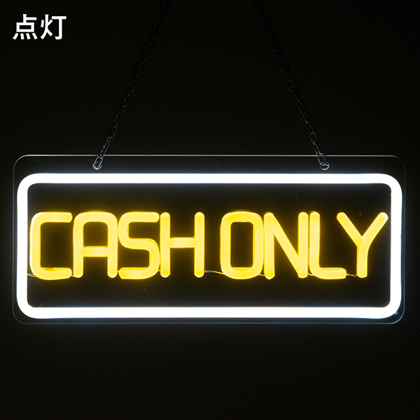 LEDネオン CASH ONLY 黄白 3枚目