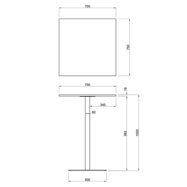 リスタハイテーブル 750×750 ホワイト 2枚目