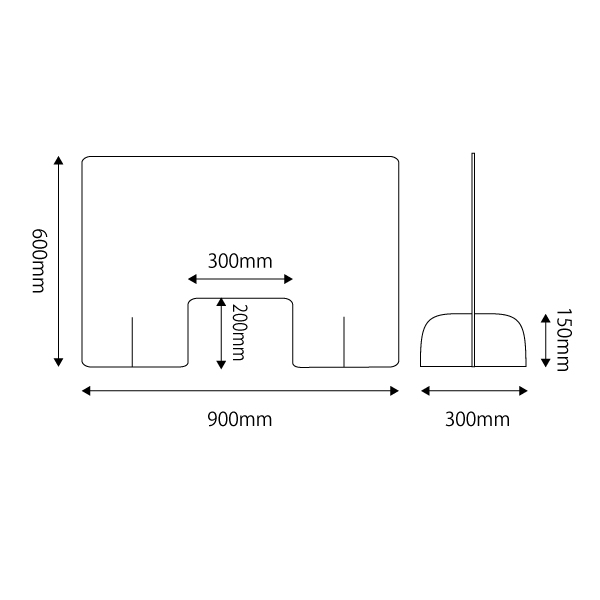 クリアパーテーション 窓付き W900　店舗用品　レジ周り備品　飛沫感染防止　レジ・窓口対策用品　フロアタイプ 2枚目