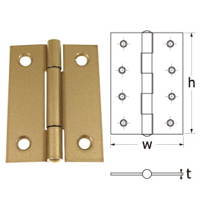 カラー丁番 ゴールド(2枚セット) 25mm　店舗用品　スカルプス